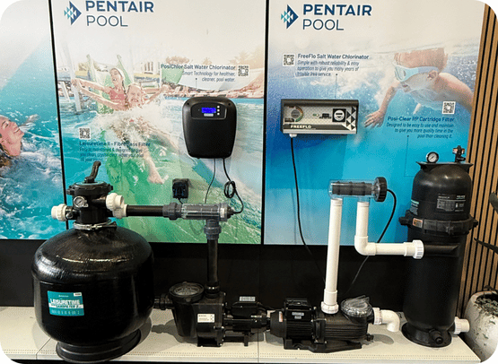 pool pump and a pool filter